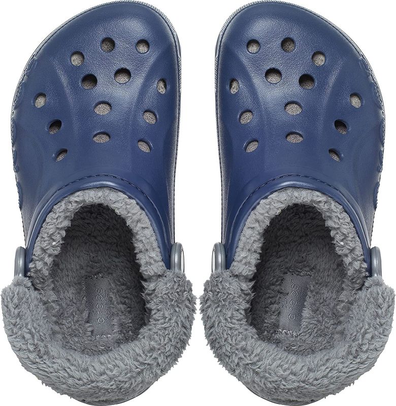 Crocs Baya Lined Fuzz-Strap Clog Navy / Bright Grey Мужские Женские Сабо Крокс Бая Фузз-Стреп 40/41 206633 фото спеши выбрать самые модные товары Crocs