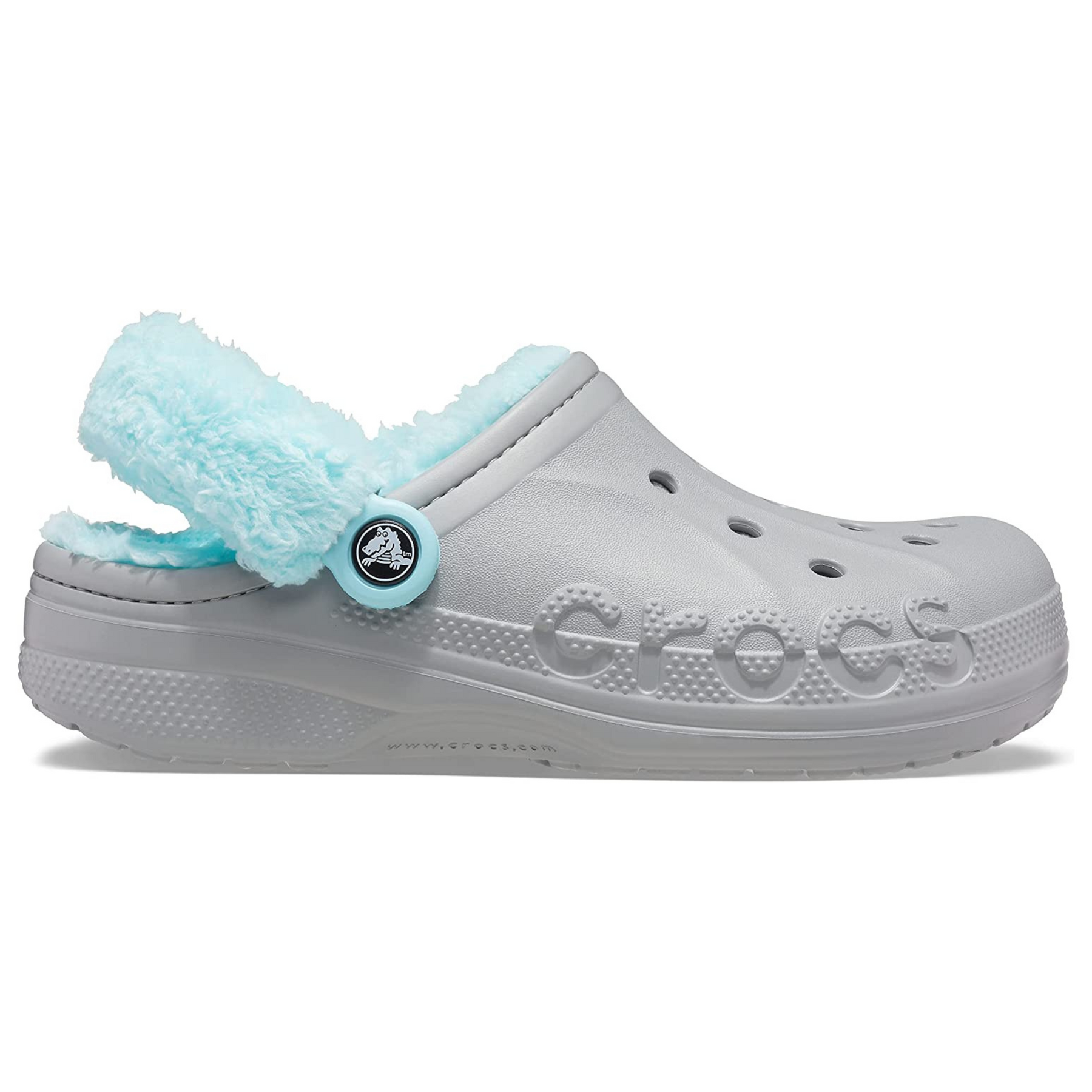 Crocs Baya Lined Fuzz-Strap Clog Bright Grey / Ice Blue Женские Сабо Крокс Бая Фузз-Стреп 39 206633 фото спеши выбрать самые модные товары Crocs