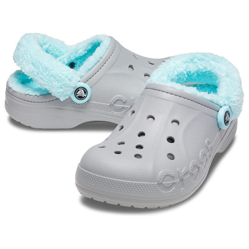 Crocs Baya Lined Fuzz-Strap Clog Bright Grey / Ice Blue Жіночі Сабо Крокс Бая Фузз-Стреп 37 206633 фото поспішай обрати наймодніші товари Crocs